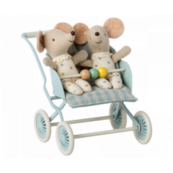 Maileg - Stroller, Baby mice - Mint