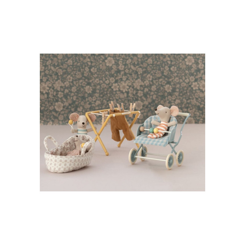 Maileg - Stroller, Baby mice - Mint