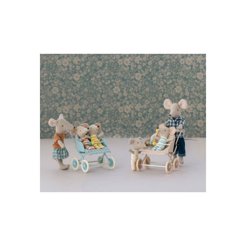 Maileg - Stroller, Baby mice - Mint