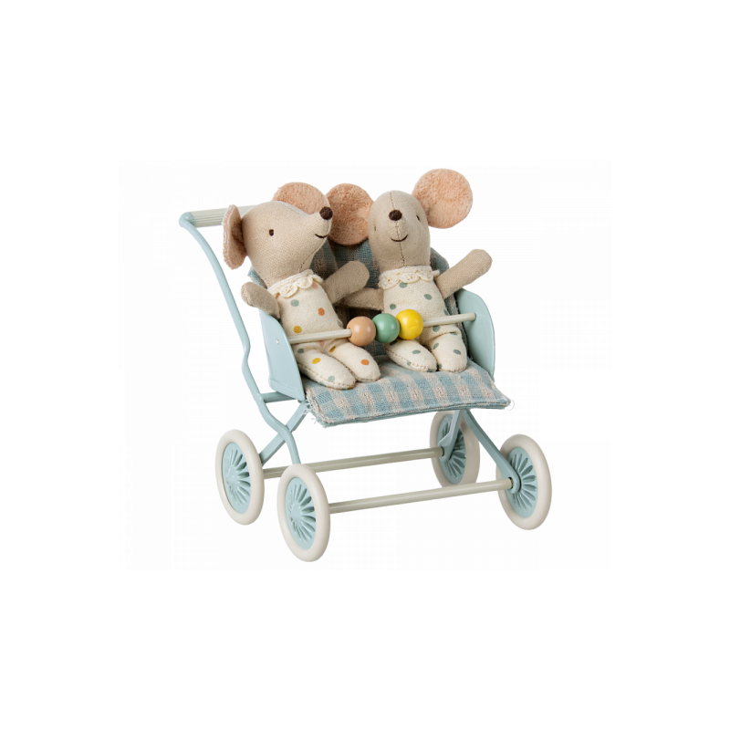 Maileg - Stroller, Baby mice - Mint