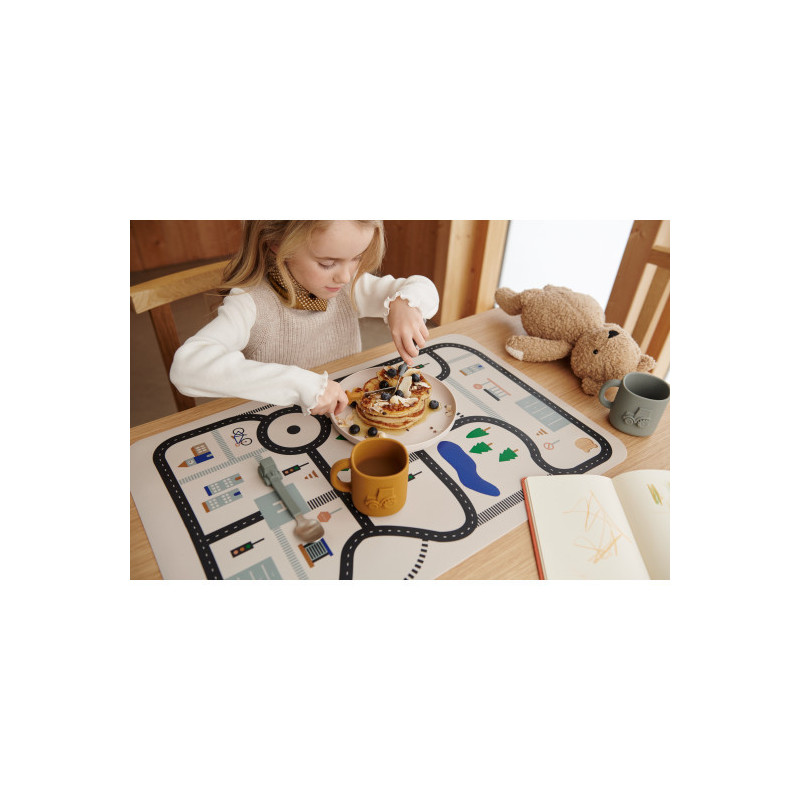 Liewood - Jude Printed Placemat, Horses / Dark rosetta