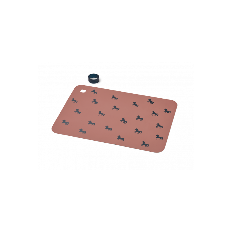 Liewood - Jude Printed Placemat, Horses / Dark rosetta