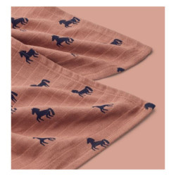 Liewood - Lewis Muslinfilt 2-Pack, Horses Dark Rosetta