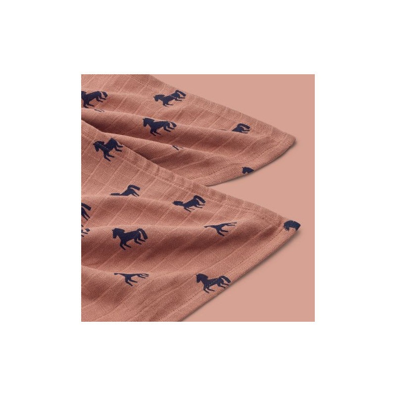 Liewood - Lewis Muslinfilt 2-Pack, Horses Dark Rosetta