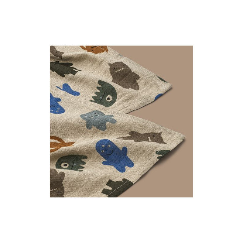 Liewood - Lewis Muslinfilt 2-Pack, Monster Blue