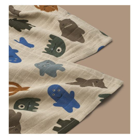 Liewood - Lewis Muslinfilt 2-Pack, Monster Blue