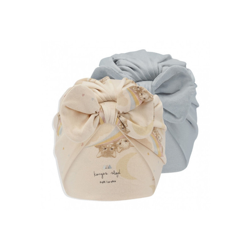 Konges slöjd - 2-pack Mössor Rainbow kitty / Pearl blue, 6-9 mån