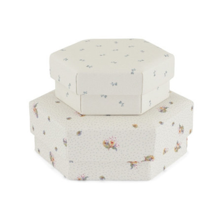 Konges slöjd - Tygklädda boxar 2-pack, Blombukett/Petit Bisou Blue