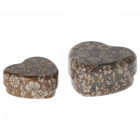 Maileg - 2 pack Hjärtask, Blue/Orcher Blossom