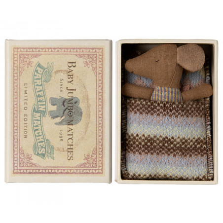 Maileg - Sleepy/wakey babymus i tändsticksask, Rose rutig