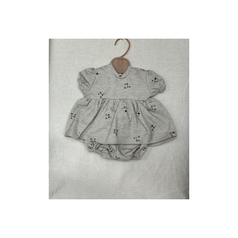 Llorens spansk docka - Kläder - Grå klänning, hjärtan