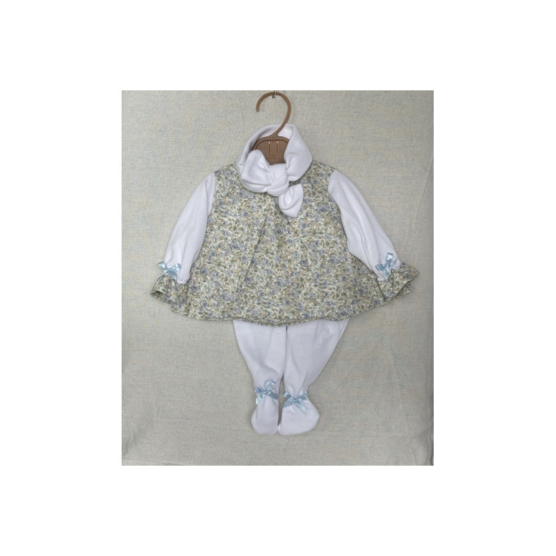 Llorens spansk docka - Kläder - Klänning, blå rosor