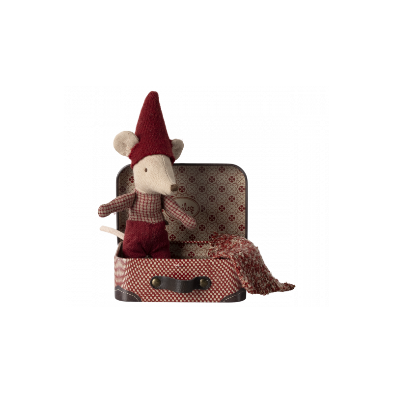 Maileg - Christmas Mouse, babymus i resväska