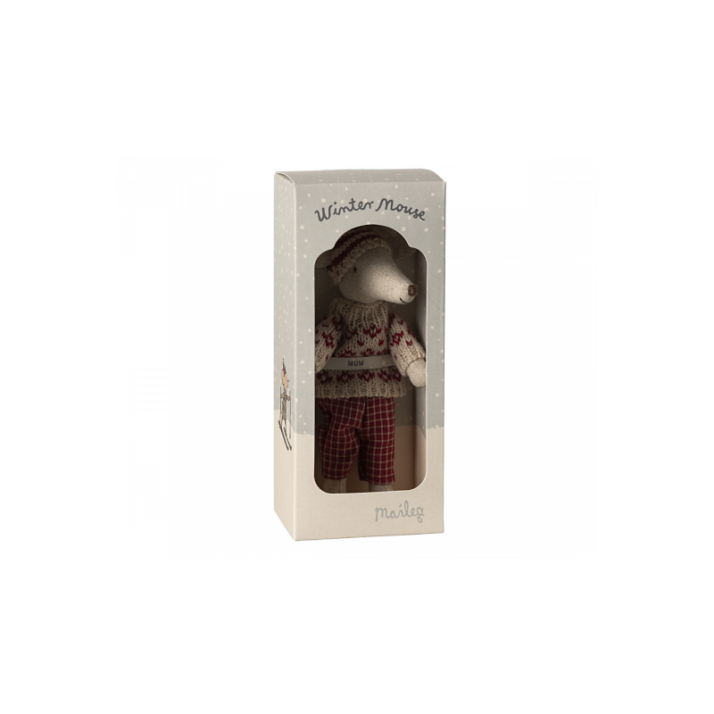 Maileg - Mamma mus på skidor - Red