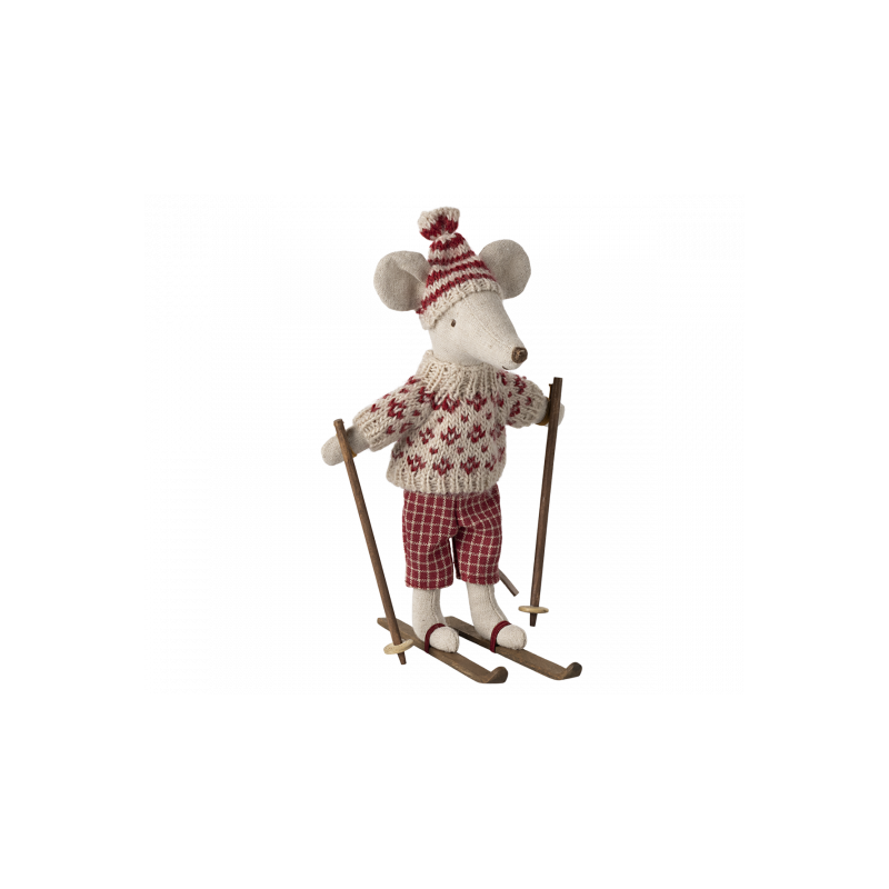 Maileg - Mamma mus på skidor - Red