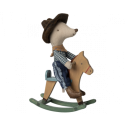 Maileg - Cowboy mouse on rocking horse, Little brother