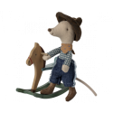 Maileg - Cowboy mouse on rocking horse, Little brother