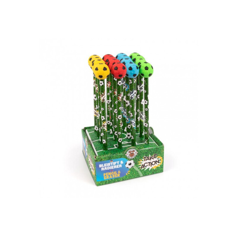 Trendhaus - TAKE AKTION FB Pencils & eraser football, 4 assorted