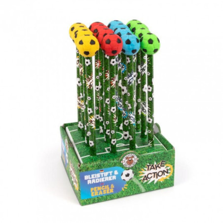 Trendhaus - TAKE AKTION FB Pencils & eraser football, 4 assorted
