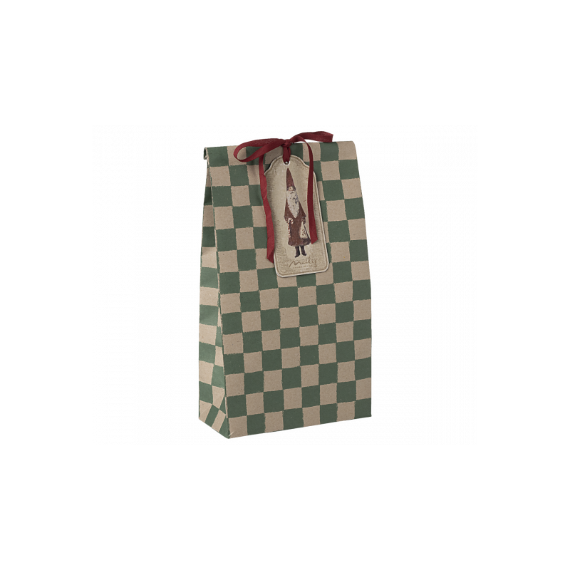 Maileg - Presentpåse, Medium - Checker Green
