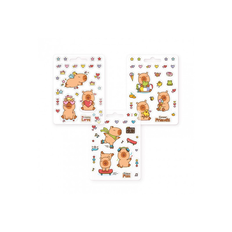 Trendhaus - CAPYBARA HAPPY LIFE Sticker Set, 26 pieces, 3 assorted