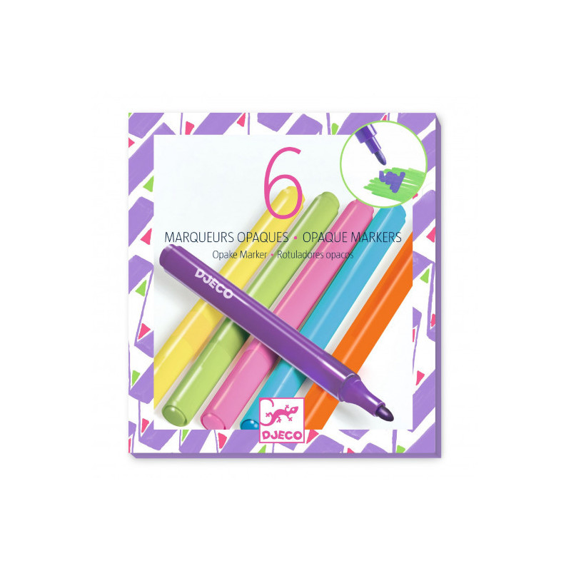 Djeco - 6 Opaque Markers - 80s