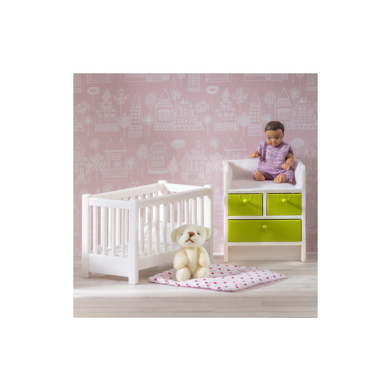 Lundby- Dockhusmöbler, Spjälsäng & skötbord