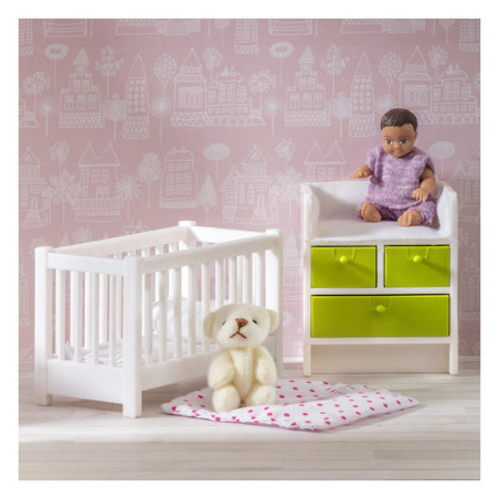 Lundby- Dockhusmöbler, Spjälsäng & skötbord