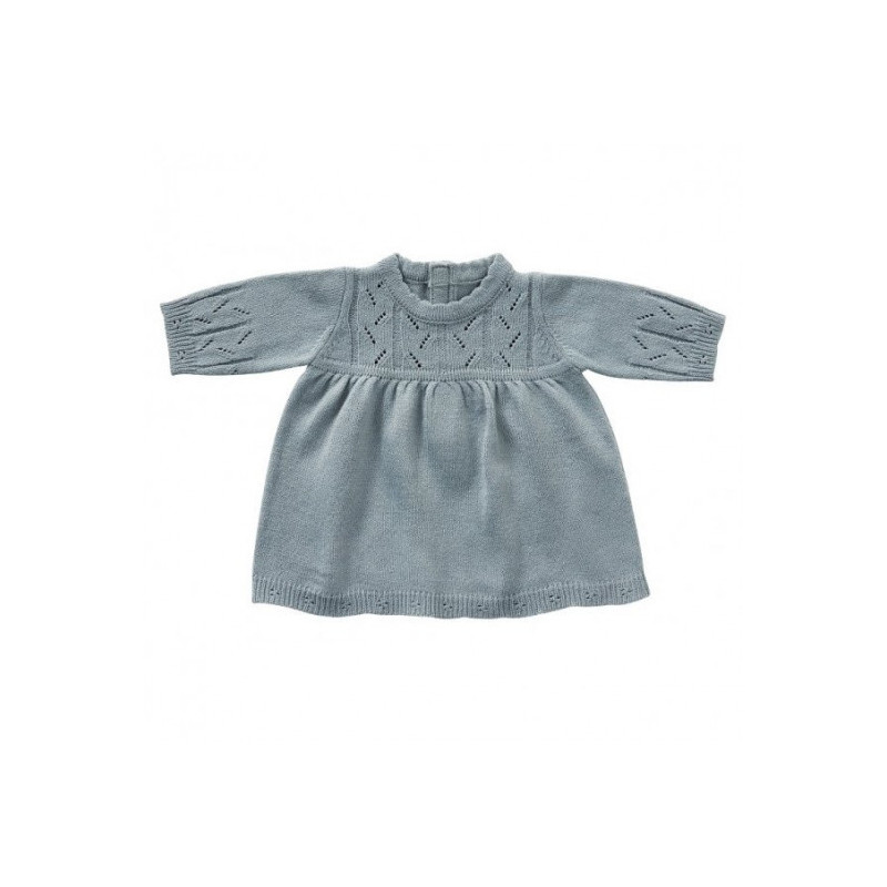 byAstrup -  Stickad långärmad klänning, Blå 35 cm