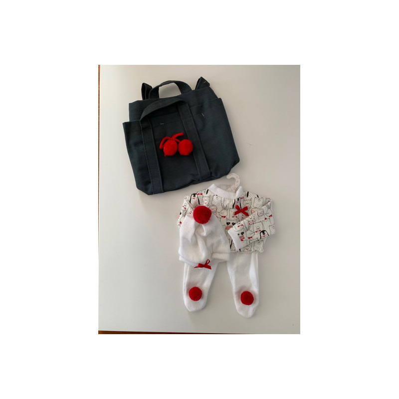 Llorens spansk docka - Kläder, vitt klädset med väska