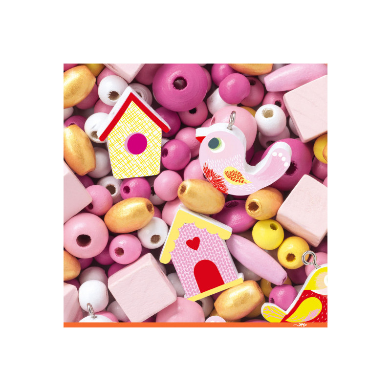 Djeco - Wooden Beads, Birds