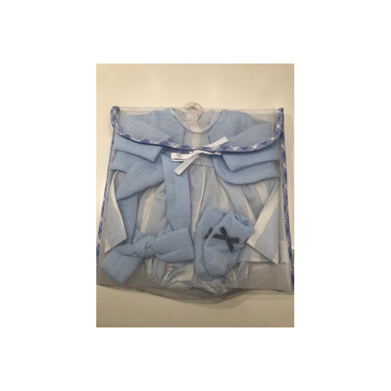 Llorens spansk docka - Kläder, klänning och kofta blå