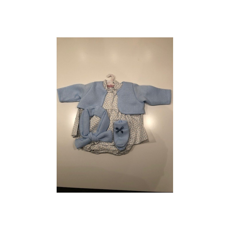 Llorens spansk docka - Kläder, klänning och kofta blå