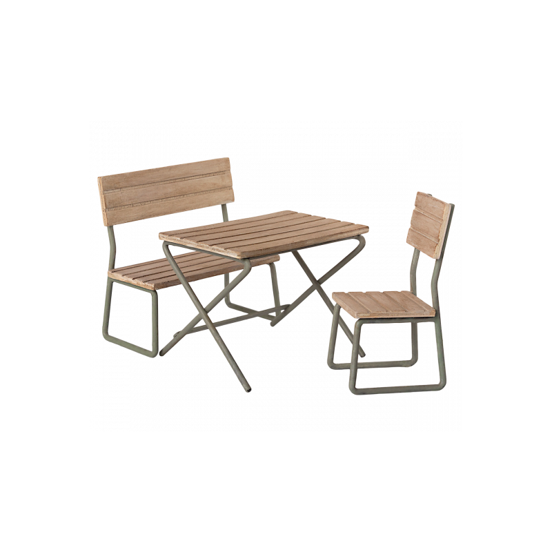 Maileg - Garden set, table with chair and bench
