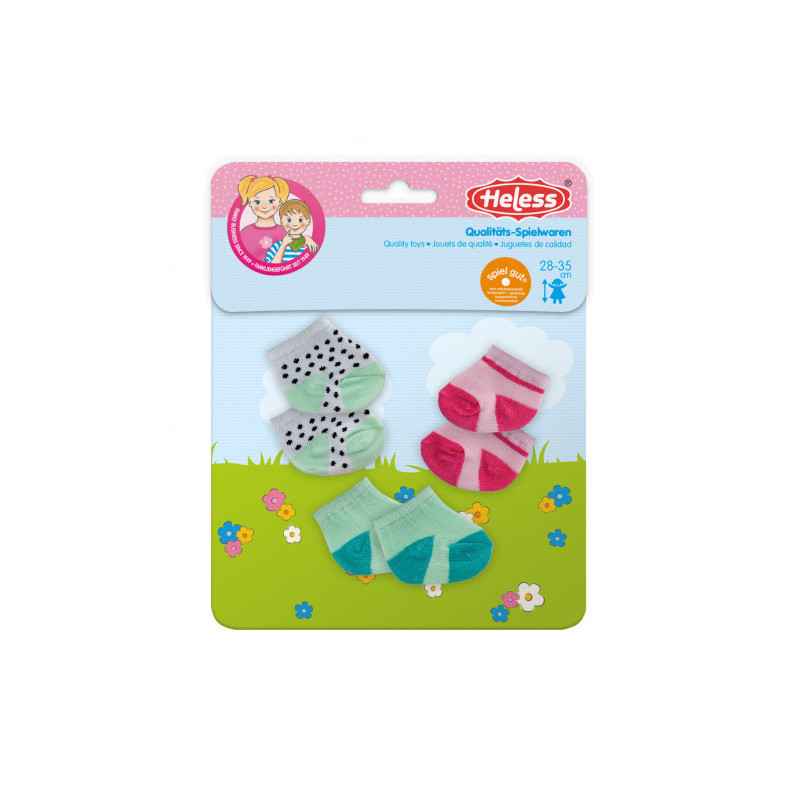 Heless - Sockor till dockan, Dotty, 3 pack (28-35cm)