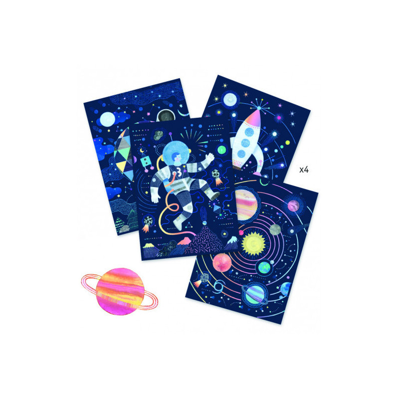 Djeco - Scratch card, Cosmic mission