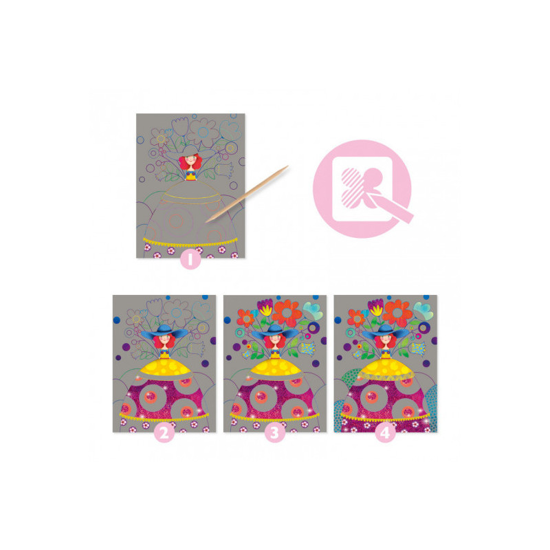 Djeco - Scratch card, The beauties ball