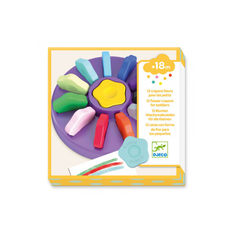 Djeco - 12 flower crayons for toddlers