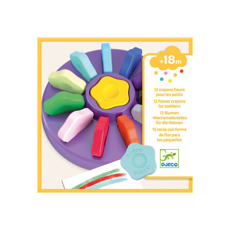Djeco - 12 flower crayons for toddlers