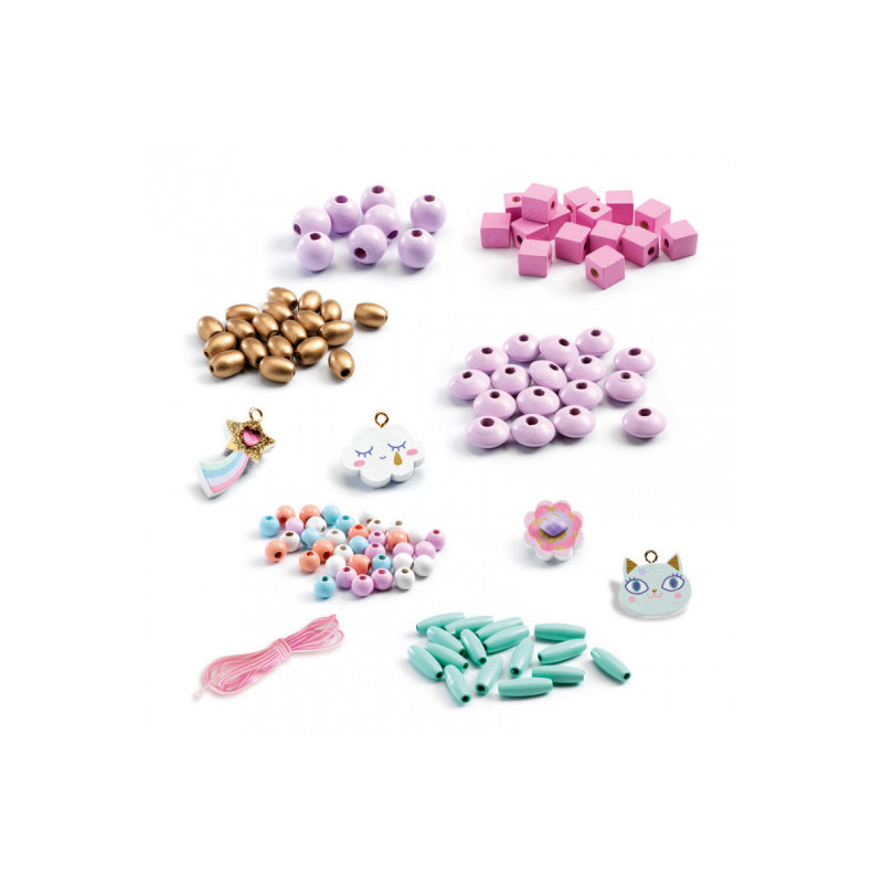 Djeco - Wooden beads, Rainbow